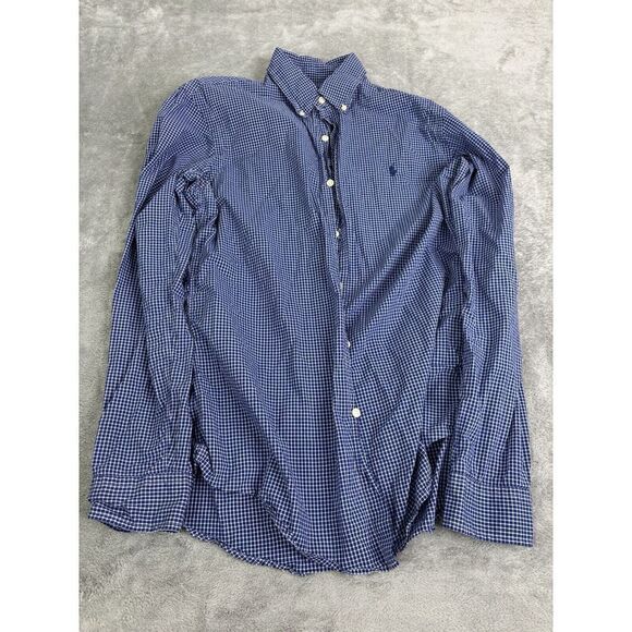 Ralph Lauren Custom Fit Long Sleeve Button Down Shirt Men's Size Medium Blue - Picture 1 of 9